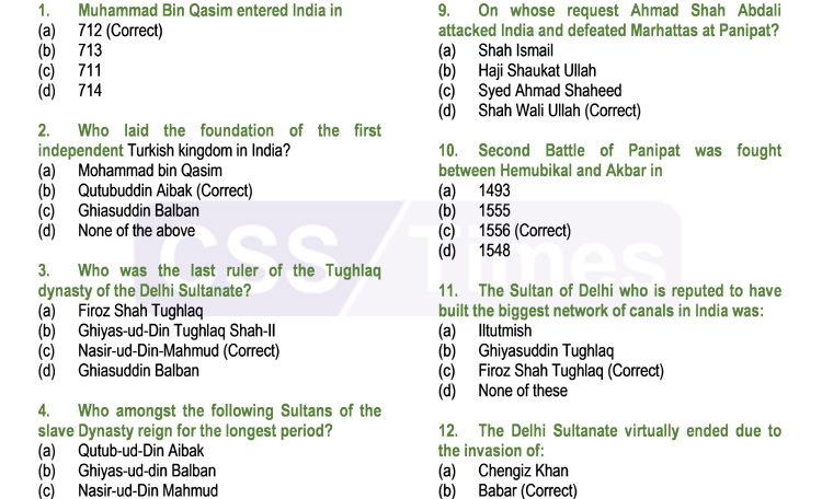 Pakistan Studies/Affairs: Most Important MCQs (Set I) for CSS, PMS, PCS, NTS, FPSC