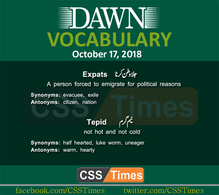 Daily Dawn Vocabulary for CSS 17 October