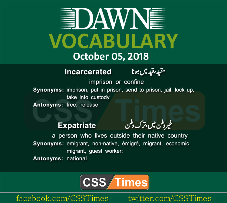 Daily Dawn Vocabulary with Urdu Meaning