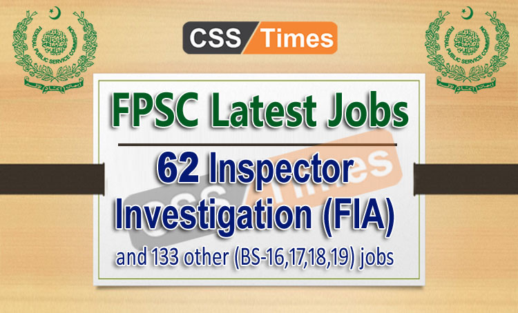 FPSC Latest Jobs Inspector Investigation FIA