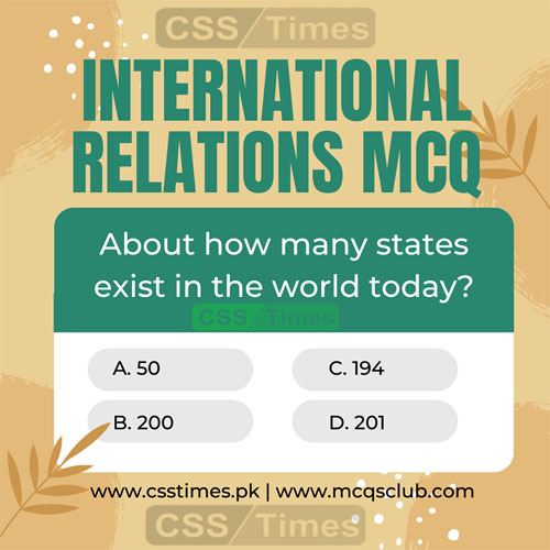CSS International Relations MCQs with Explanation (Set-I)