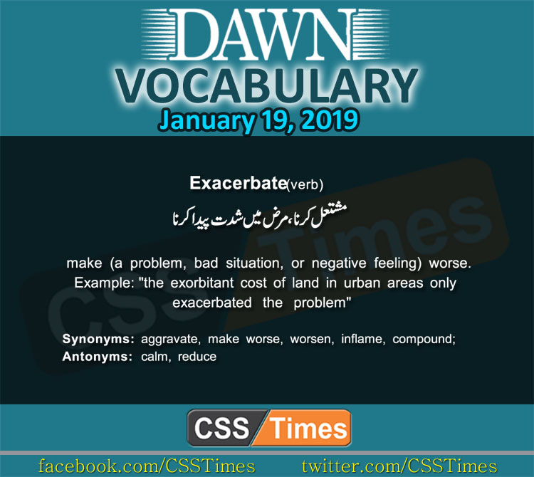 Daily Dawn Vocabulary with Urdu Meaning | 19 January 2019