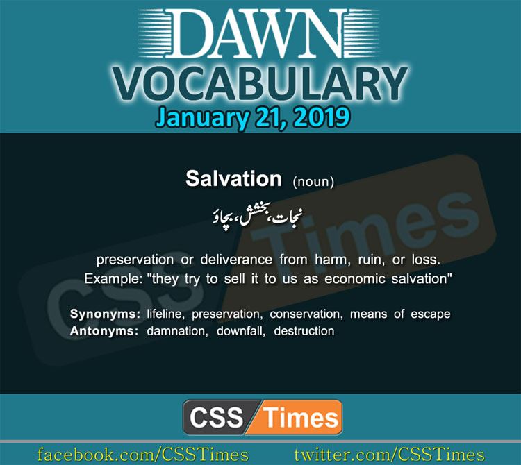 Daily Dawn Vocabulary with Urdu Meaning 21 January 2019