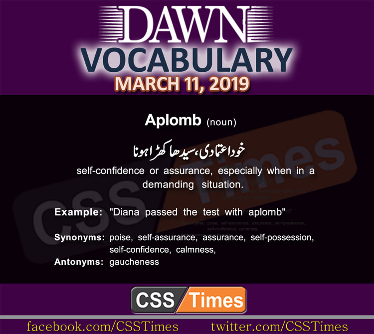 Daily Dawn Vocabulary with Urdu Meaning 11 March 2019 English Grammar