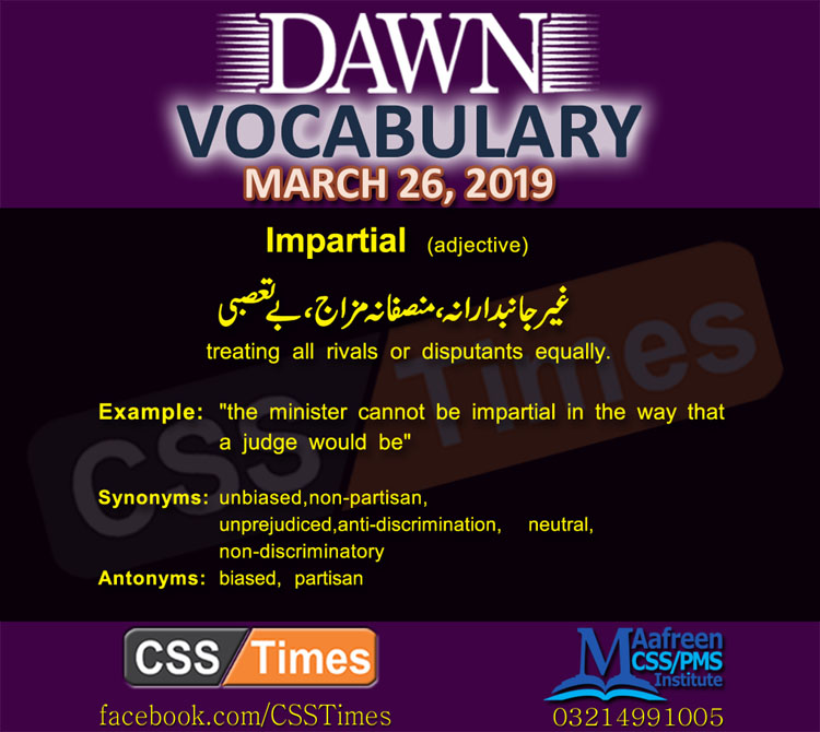 Daily Dawn Vocabulary with Urdu Meaning 26March 2019