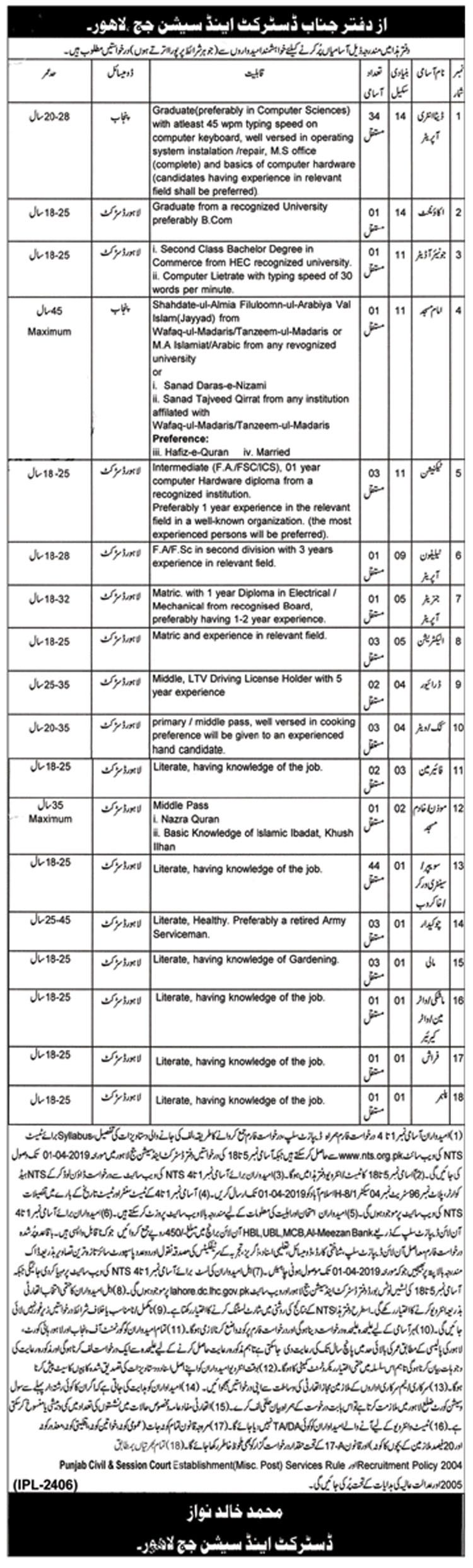 Jobs in Lahore High Court Lahore