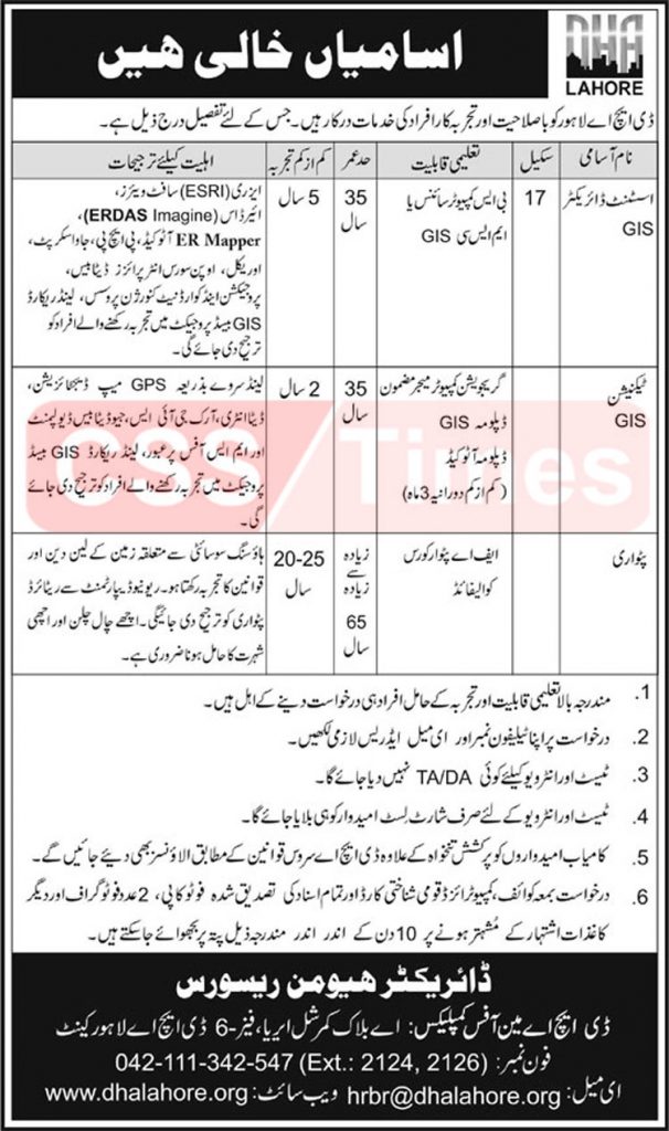 Situations Vacant in Defence Housing Authority | May 2019 Jobs