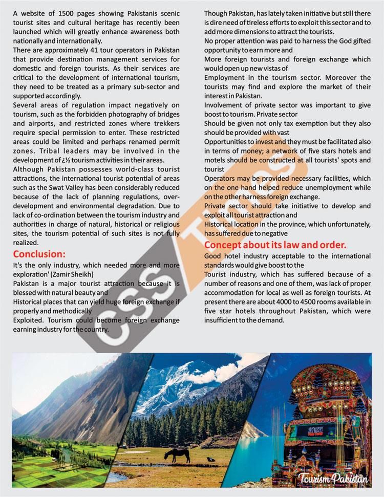 tourism in pakistan essay css