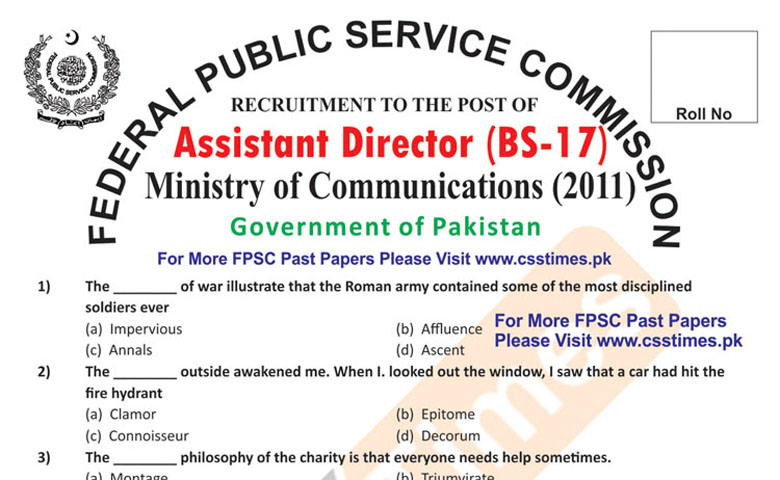 ASSISTANT DIRECTOR In Ministry Of Communications BPS-17 (2011) thumbnail