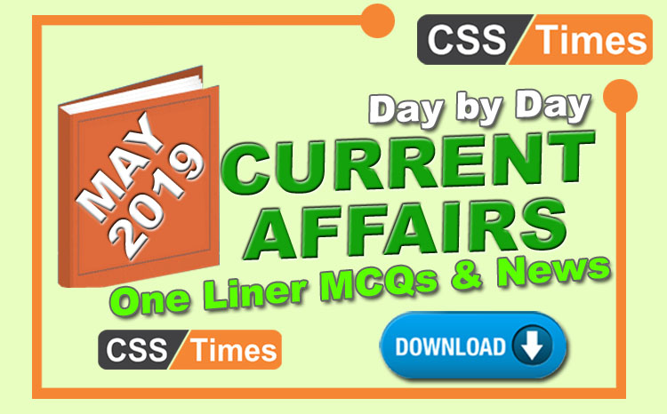 Day By Day Current Affairs MCQs News (May 2019) Download in PDF