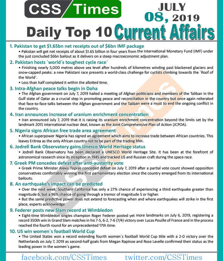 Day by Day Current Affairs (July 08, 2019) MCQs for CSS, PMS.JPG