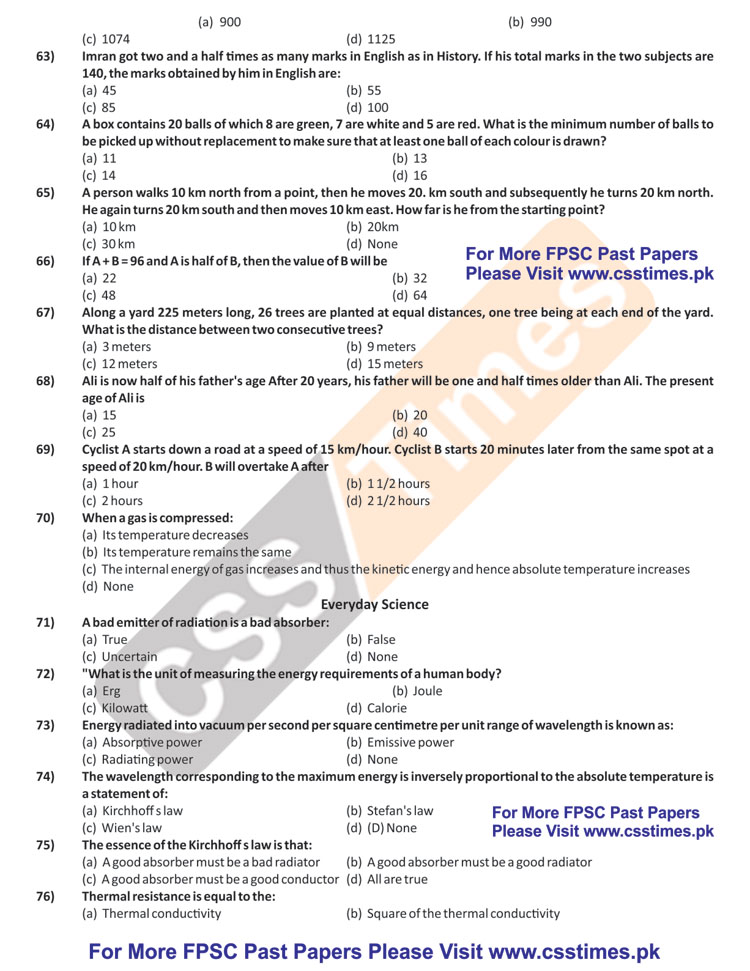 FPSC Past Paper Assistant Director Interior Ministry (BS-17) FPSC Paper 2009
