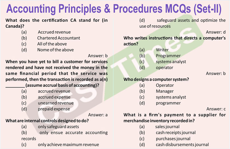 Accounting Principles & Procedures MCQs (Set-II) for all Competitive Exams