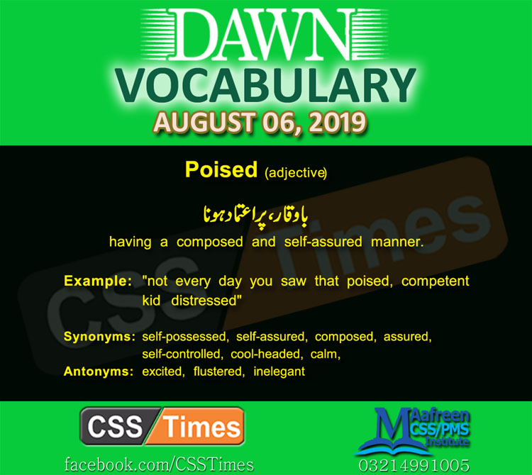 Daily Dawn Vocabulary with Urdu Meaning 6 August 2019 | English Grammar