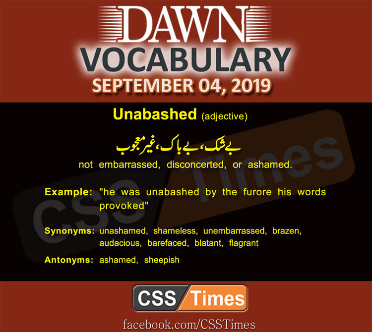 Daily Dawn Vocabulary with Urdu Meaning 04 September 2019