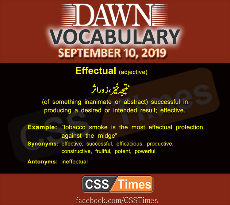 Daily Dawn Vocabulary with Urdu Meaning 10 September 2019