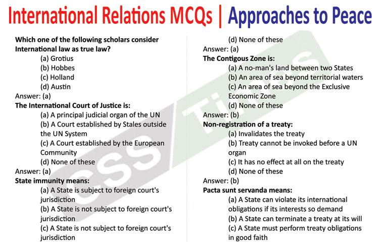 International Relations MCQs | Approaches to Peace