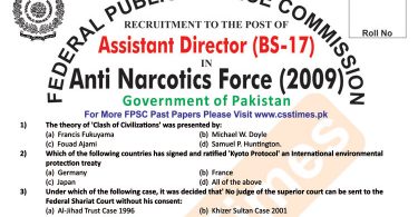 Assistant Director Anti Narcotics Force (ANF), BS-17 Paper 2009 (FPSC Past Papers)