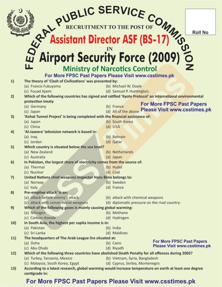 Assistant Director (BS-16) ASF 2009