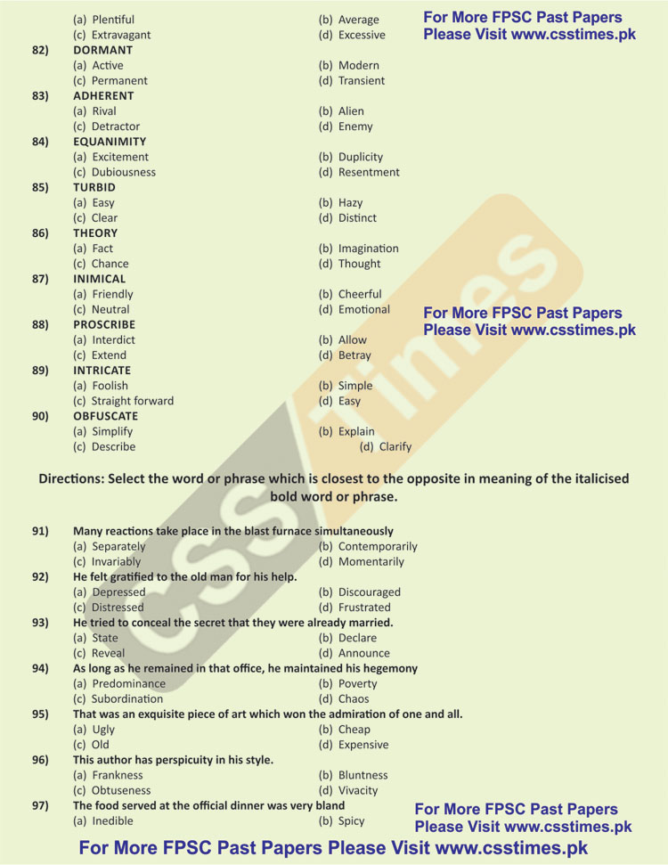 Assistant Director (BS-16) ASF 2009 - FPSC ASF Past Paper