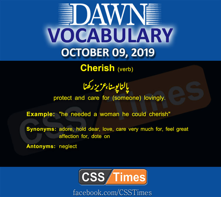 Daily Dawn Vocabulary with Urdu Meaning 09 October 2019