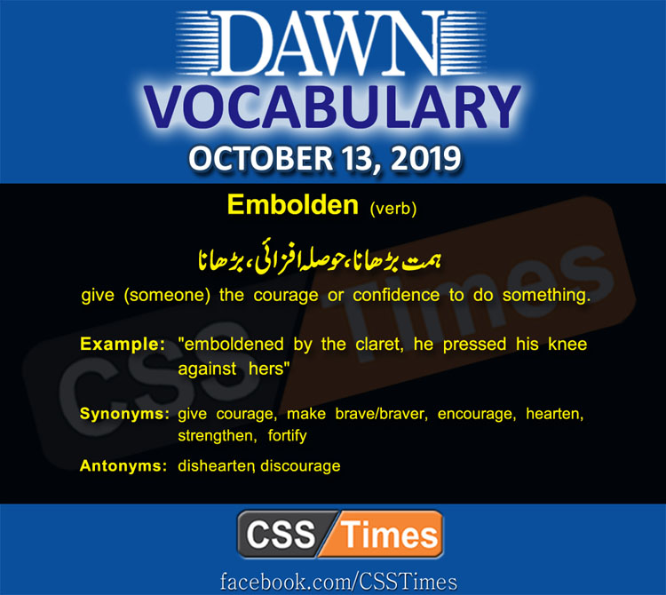 Daily Dawn Vocabulary with Urdu Meaning 13 October 2019