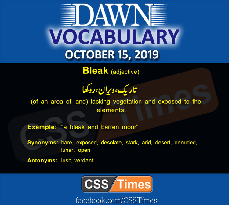 Daily Dawn Vocabulary with Urdu Meaning 15 October 2019