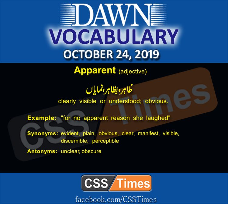 Daily Dawn Vocabulary with Urdu Meaning 24 October 2019