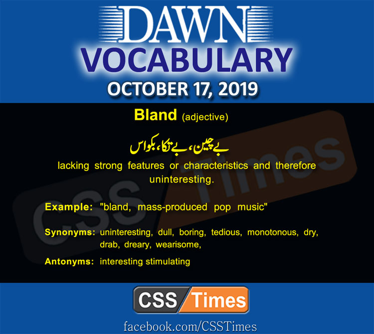 Daily Dawn Vocabulary with Urdu Meaning 17 October 2019