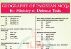 Geography of Pakistan MCQs (Solved) for Competitive Exams/Tests
