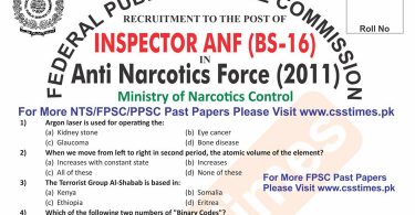 Inspector Anti Narcotics Force ANF BS 16 Paper 2011 Page 1 copy