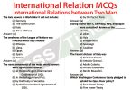 International Relation MCQs | International Relations between Two Wars