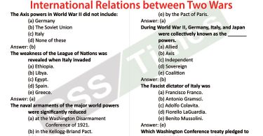 International Relation MCQs | International Relations between Two Wars