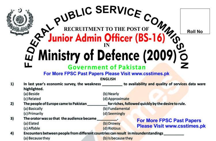 https://www.csstimes.pk/wp-content/uploads/2019/10/Junior-Admin-Officer-MoD-Ministry-of-Defence-Paper-2009.pdf