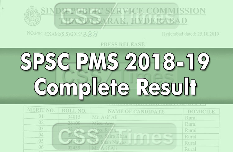 SPSC Announced PMS 2018-19 Complete Result | Download in PDF