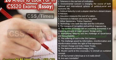 20 Areas to look for in CSS 2020 Essay Exams (Essay)