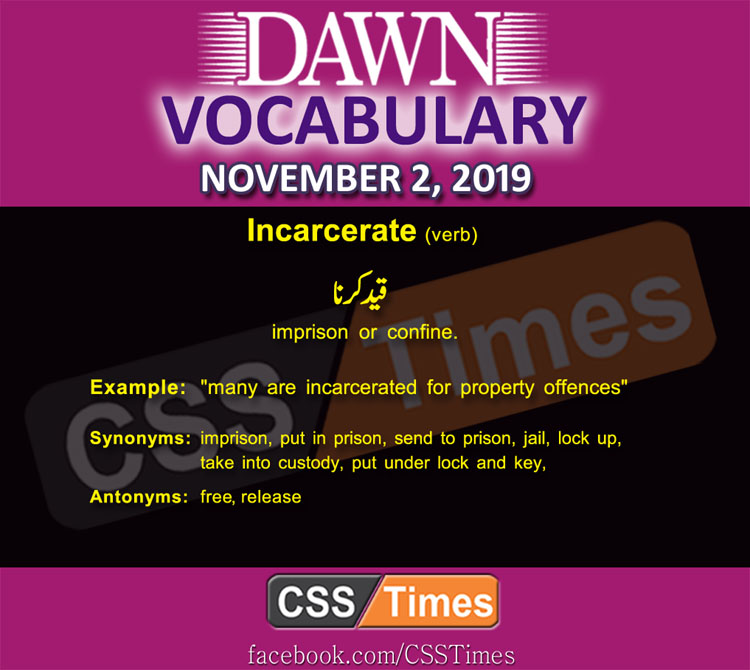 Daily English Vocabulary with Urdu Meaning (02 November 2019)