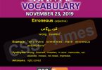 Daily English Vocabulary with Urdu Meaning (23 November 2019)