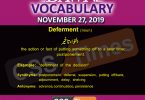 Daily English Vocabulary with Urdu Meaning (27 November 2019)