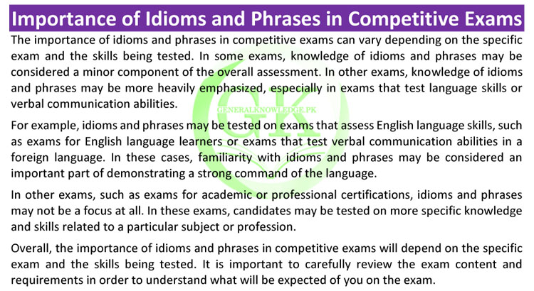 The importance of idioms and phrases in competitive exams 