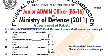 Junior Admin Officer (MoD) Ministry of Defence Paper 2011 - Page-1 copy