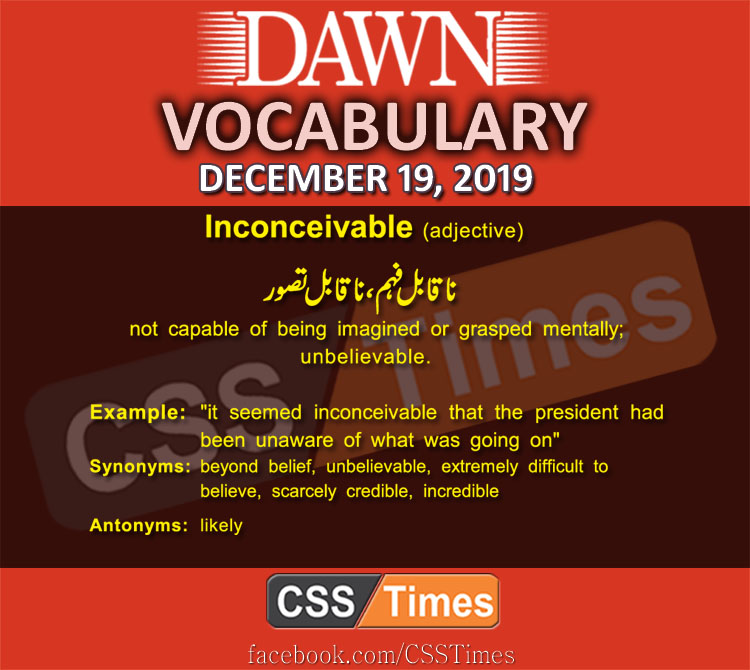 Daily English Vocabulary with Urdu Meaning (19 December 2019)