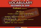 Daily English Vocabulary with Urdu Meaning (26 December 2019)