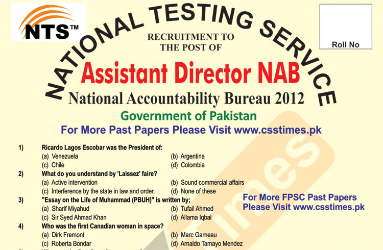 Assistant Director NAB Past Paper 2012 Page 1 copy