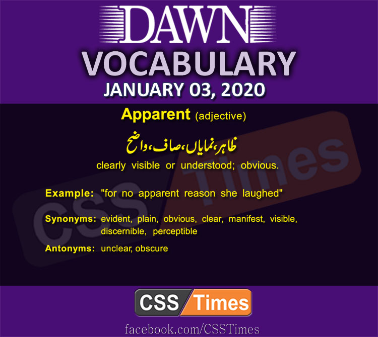 Daily English Vocabulary with Urdu Meaning (03 January 2020)