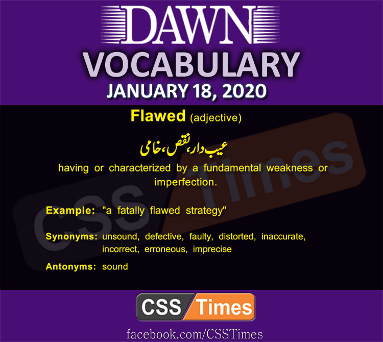 Daily English Vocabulary with Urdu Meaning (18 January 2020)