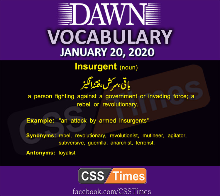 Daily English Vocabulary with Urdu Meaning (20 January 2020)