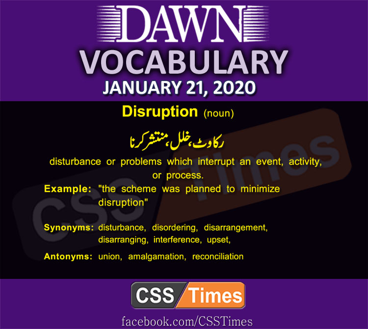 Daily English Vocabulary with Urdu Meaning (21 January 2020)