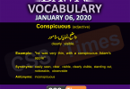 Daily English Vocabulary with Urdu Meaning (06 January 2020)