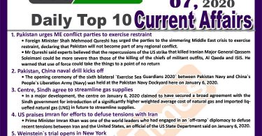 Day by Day Current Affairs (January 07 2020) MCQs for CSS, PMS